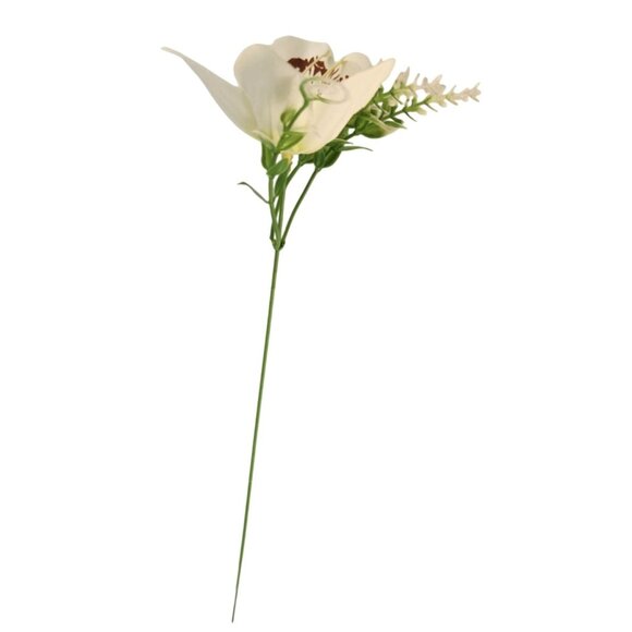 White Orchid Artificial Flowers with Greenery 6 Stem Bundle Faux Silk Wedding Fl - Picture 7 of 16